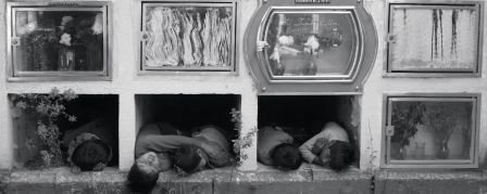 Homeless Children sleeping in the cementery